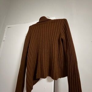 L'Academie Chocolate Brown Ribbed Turtleneck Sweater